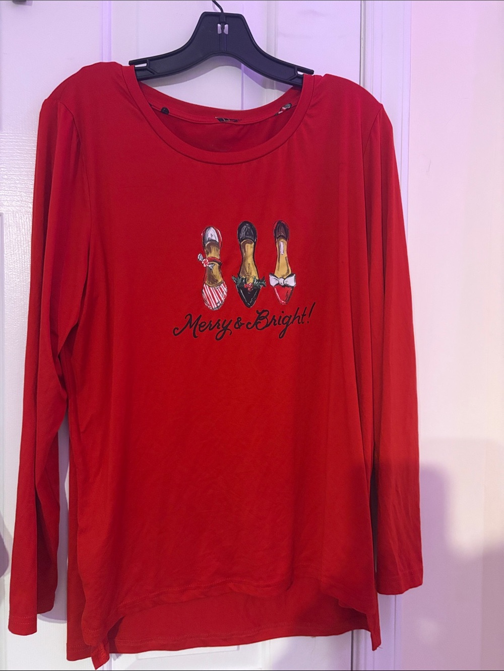Merry & Bright! Red Long-Sleeve Top